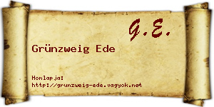 Grünzweig Ede névjegykártya